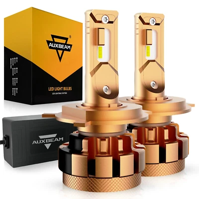 AUXBEAM H4 9003 LED Headlight Bulbs High&Low Conversion 120W 12000K White Canbus - Image 1 of 4