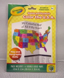 Crayola States & Symbols Color The USA Map 12" x 12" Classroom Geography Ages 5+ - Picture 1 of 5