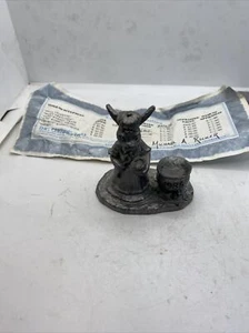 Michael Ricker Pewter LAdy Rabbit Figure 1986 Mary Gretchen Cook w/cert YB-978B - Picture 1 of 6