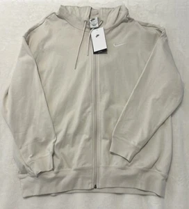 NWT Women’s Oversized Jersey Full Zip Hoodie Light Orewood Brown/White SZ Large - Picture 1 of 9