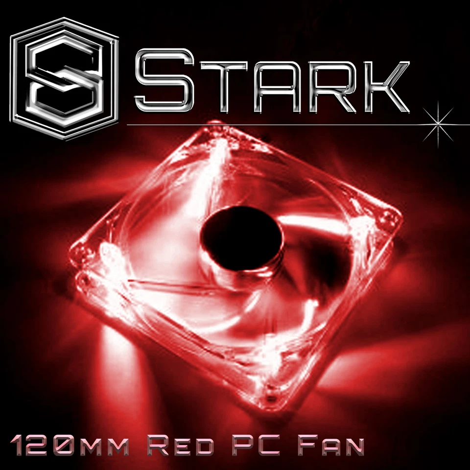 1x Red 120mm 4-LED Quad Light Neon PC Computer Case Clear Cooling Fan Mod - Image 1 of 1