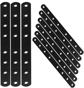 12pcs Mending Plates 10 Heavy Duty Flat Straight Brackets Black Metal Mending P - Picture 1 of 7