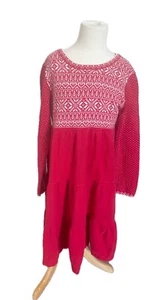Hanna Andersson Sz 10 (140) Fair Isle Red Winter Christmas Knit Sweater Dress - Picture 1 of 5