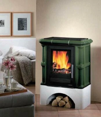 Justus Kaminofen Dauerbrandofen Bavaria Ahorn Grün mit Sockel 7,0 kW - Bild 1 von 2