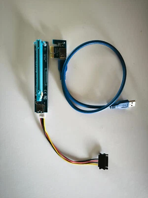 PCI-E Express 1x auf 16x Extender Riser Card Adapter mit SATA Stromkabel - Bild 1 von 4