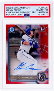 2022 Bowman Draft Gavin Cross Chrome Auto Red Refractor #CDAGC /5 PSA 10/10 - Picture 1 of 2