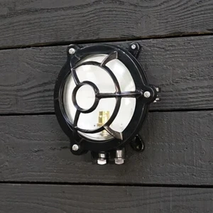 Maritime Ship Old Aluminum Vintage Antique Black Coating Deck Light Set of 2 - Picture 1 of 8