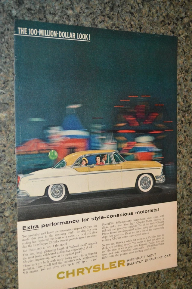 1955 CHRYLER NEW YORKER DELUXE ORIGINAL ADVERTISEMENT PRINT AD 55 - Image 1 of 1