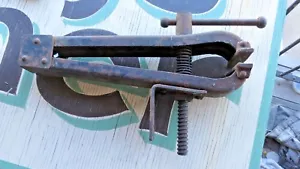 Antique Vintage Pressed Steel Bench Mount Clamp Industrial Work Table - Picture 1 of 7