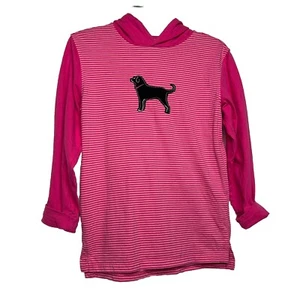 The Black Dog Girls Size Large Pink Striped Long Sleeve Hooded Sweatshirt  - Picture 1 of 9