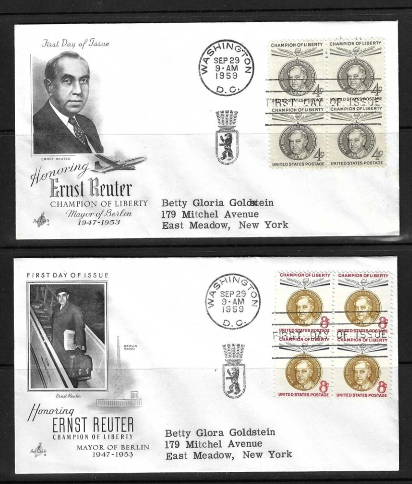 USA SC # 1136-1137 Reuter FDC . Artcraft Cachet - Image 1 of 1
