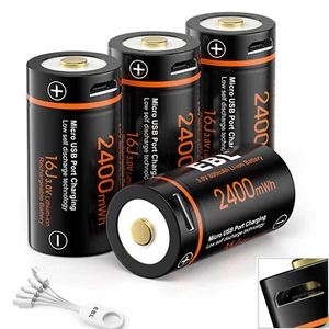 4x CR123A 3V USB Lithium Li-ion Rechargeable Batteries CR123 w/ USB Cable - Picture 1 of 8