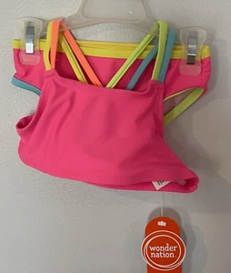 Wonder Nation Girls Toddler Swimsuit Set Pink 2T/NP2 Tropical 2-Piece - Picture 1 of 5