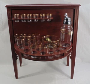 Vintage MCM Mid Century Modern Table Hiding Bar Martini Shaker Glass Holder - Picture 1 of 5