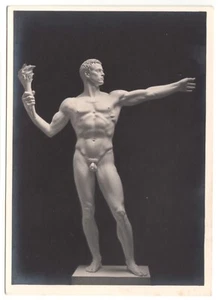 ARNO BREKER Nackter Mann Athlet Skulptur male nude sculpture Kunst AK RPPC ~1940 - Picture 1 of 2