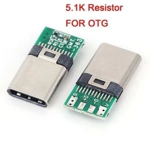 5pcs DIY USB 3.1 Type C USB-C Male Plug SMT Solder Type 5.1k Resitor for OTG - Picture 1 of 6