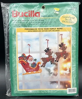Bucilla Window Decor Santa Claus Reindeer Plastic Canvas Kit Christmas 61264 - Image 1 of 4
