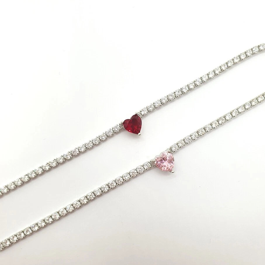 Bracciale Tennis in Argento con Zirconi e Cuore - Immagine 1 di 1