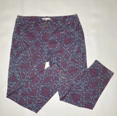 Cabi Palm Beach Floral Crop Jeans Size 8 Style #806 Blue & Pink Geometric - Image 1 of 4