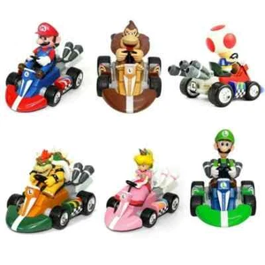 6Pcs/set Super Mario Kart Pull Back Car Mini Action Figure Toys Cake Topper Gift - Picture 1 of 5