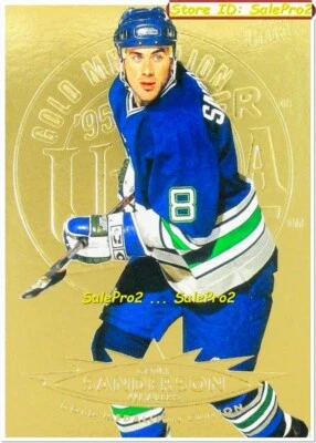 ULTRA FLEER 1995 GEOFF SANDERSON NHL HARTFORD WHALERS MINT GOLD MEDALLION #70 - Image 1 of 2