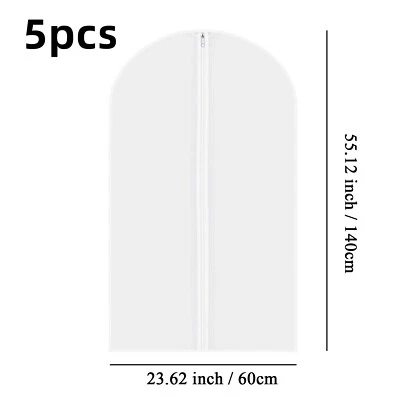 5 Pcs Garment Bag Travel Suit Dress Storage Clear Cover Full Zipper Coat Carrier - Image 1 of 4