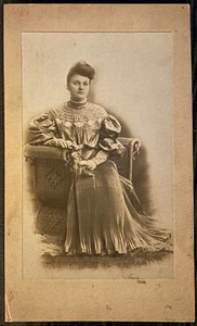Beautiful Woman~Pleated Dress Puffed Sleeves Lace~1880’s Victorian Fashion Photo - Picture 1 of 3