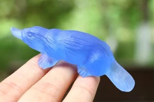 3" Carved Blue Opalite platypus Reiki Crystal Skull Decor Crystal Heal gift 1PC - Picture 1 of 10