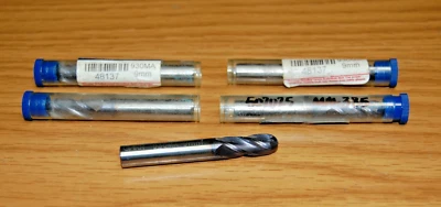 BALL END MILL 9 mm 4 FLUTE OAL 65 mm COATED CARBIDE GARR# 48137 - Image 1 of 4