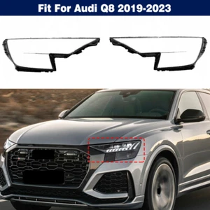 Pair Headlight Clear Lens Cover Housing Shell+Sealant Glue For Audi Q8 2019-2023 - Picture 1 of 9