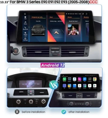 安卓 6+64GB 汽车 GPS 立体声收音机 CarPlay 10.33 适用于宝马 M3 E90 328i 335i 05-08 — 第 1/4 张图片
