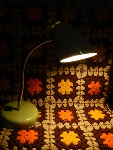 Green Metal Desk Lamp ~ Electric Portable Luminaire ~ Gooseneck w/ Outlet - Picture 1 of 19