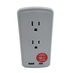 CyberPower FAST CHARGE 2-Outlet Surge Protector USB-A USB-C Wall Tap - Picture 1 of 10