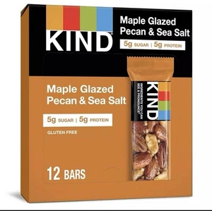 KIND Maple Glazed Pecan Sea Salt Bars 12 Count Gluten Free Snack Bars - Picture 1 of 6