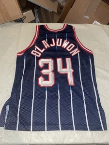 AUTHENTIC Hakeem Olajuwon Champion Trikot Herren 48 Houston Rockets blau gold gepflegt - Bild 1 von 10