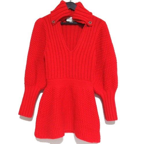 Gucci Mini Lunghezza Scollo a V Collo Aperto Maglia Abito Tunica 591384 Kay4 M Taglia Rosso Ko