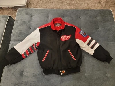 Vintage 90s Detroit Red Wings Jeff Hamilton Jacket Mens Large NHL Hockey Leather - Image 1 of 4