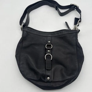 Coach F14018 Chelsea Buckle Black Leather Convertible M HOBO / Shoulder Bag - Picture 1 of 6