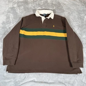 Camisa Polo Ralph Lauren Rugby Manga Larga Para Hombre 2XL Marrón Desteñido Y2K De Colección - Imagen 1 de 10