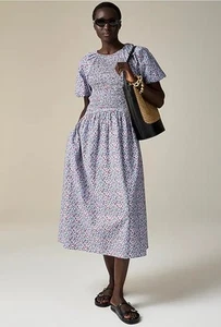 NUEVO SIN ETIQUETAS J. Vestido Crew Meadow en Popelina Midi Algodón Amapola Talla Alta XL - Imagen 1 de 9