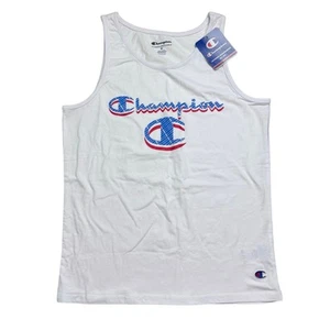 Champion Lightweight Tank Top Boys Size Medium Youth White Logo Sleeveless  - Picture 1 of 9