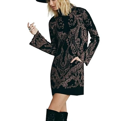 Mini suéter Free People Modern Love bolsos funky casual S boho chique - Imagem 1 de 4