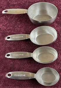 Vintage Oneida 18/8 Stainless Steel (4) Measuring Cups Oval Stacking Nesting EUC - Picture 1 of 10