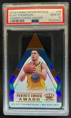 2018-19 Panini Crown Royale Klay Thompson Panini's Choice #87/99 Warriors PSA 10 - Image 1 of 2
