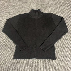 VTG Meister Sweater Womens Large Black Mock Neck Wool Blend Cable Knit Retro 80s - Picture 1 of 11