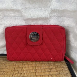 Cartera para mujer Vera Bradley Performance Twill RFID Turnlock roja cardinal - Imagen 1 de 9