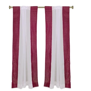 White with Maroon Rod Pocket Sheer Tissue Curtain /Panel-84"-Piece - Picture 1 of 3