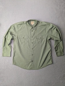 Cabelas Safari Series Shirt Large Green Long Sleeve Button Epaulets Military - Picture 1 of 16