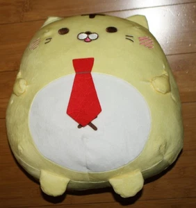 Picnyan Torakichi Shachou Yellow Cat with Red Tie 12" Plush - Round Prize Pillow - Picture 1 of 4