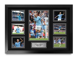 Erling Haaland Manchester City gerahmtes gedrucktes Autogrammbild für Fußballfan - Bild 1 von 58
